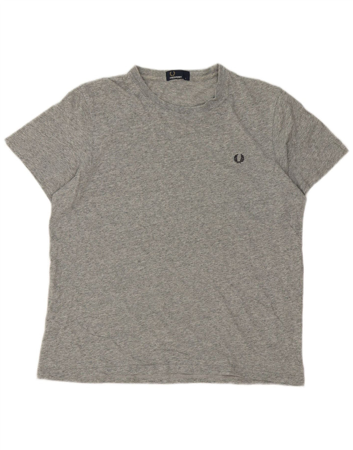 T-shirt da uomo Fred Perry Top grande in cotone chiazzato grigio