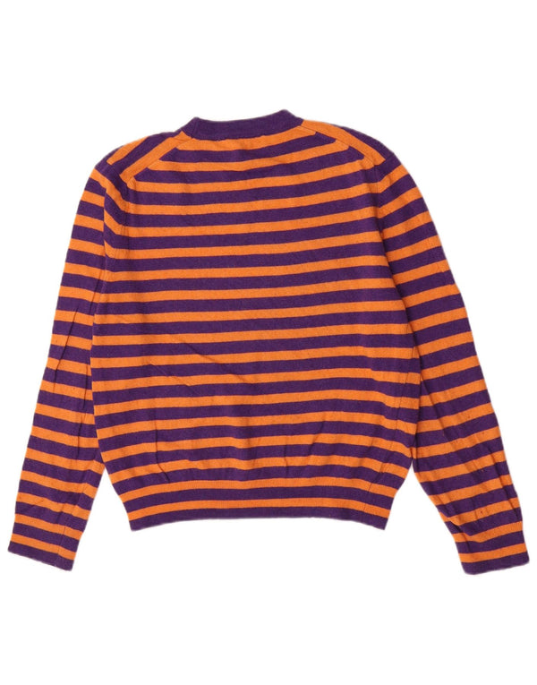 Maglione maglione girocollo da donna Zara UK 10 piccolo poliammide a righe viola