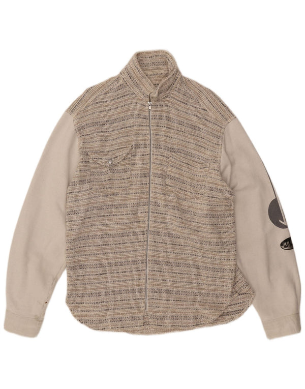 Giubbotto bomber grafico da uomo VINTAGE UK 44 2XL Lana a righe beige
