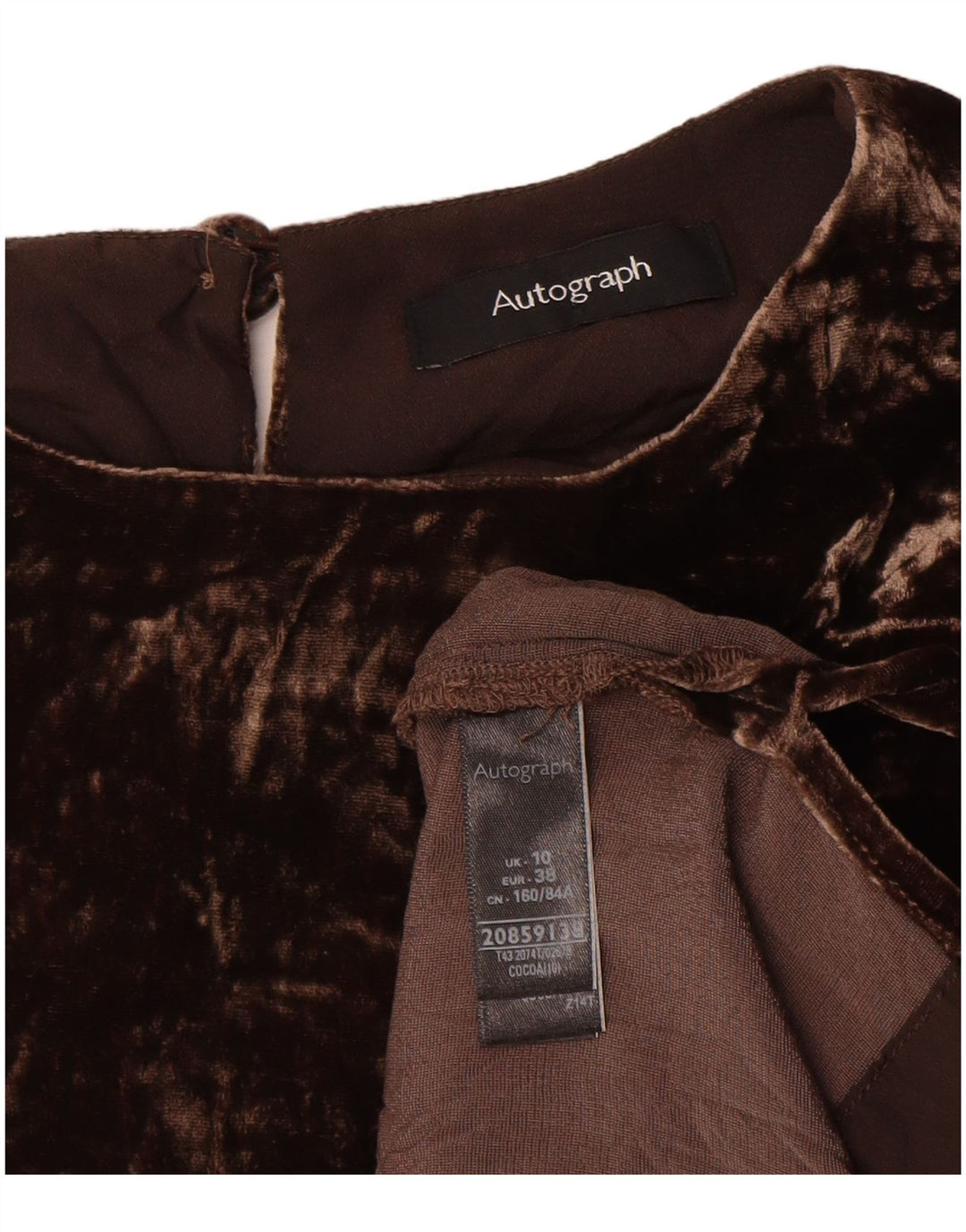 Marks & Spencer Camicetta in velluto autografo da donna Top UK 10 Small Marrone