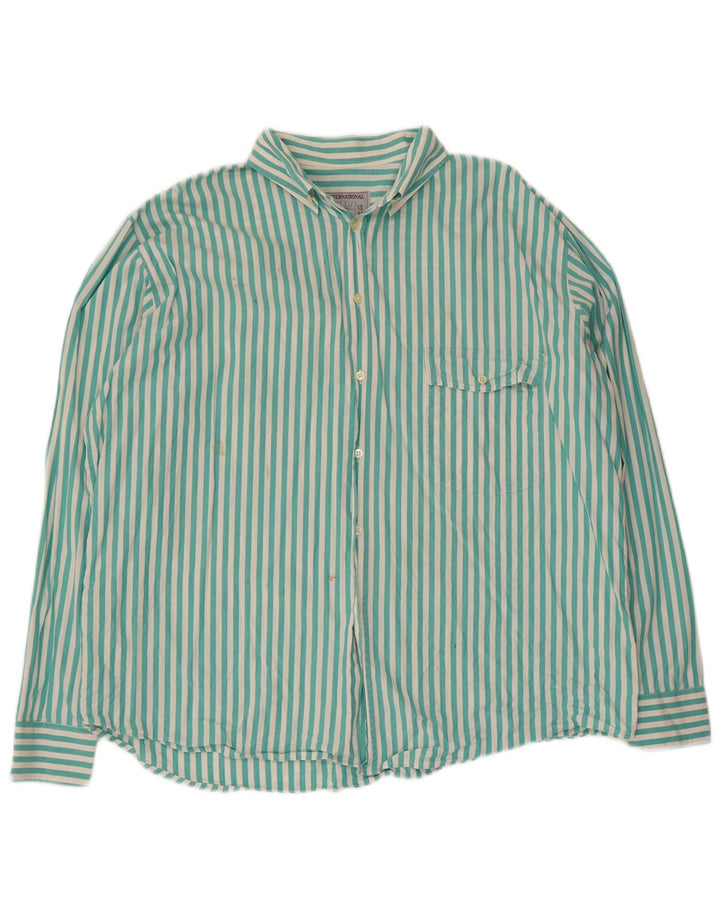 Camicia vintage da uomo 2XL a righe turchesi