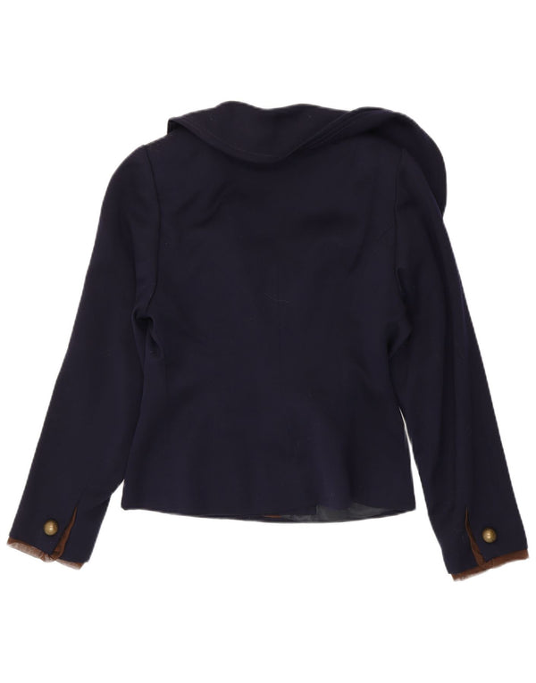 Giacca blazer vintage da donna a 2 bottoni UK 10 piccola blu navy