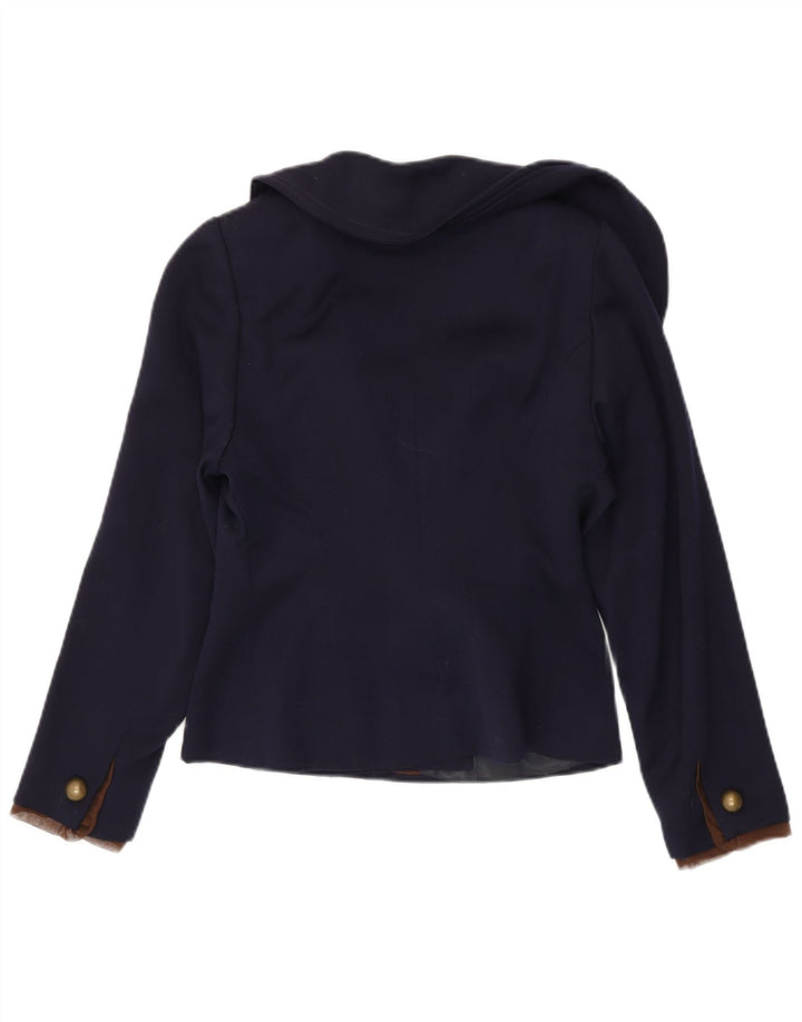 Giacca blazer vintage da donna a 2 bottoni UK 10 piccola blu navy