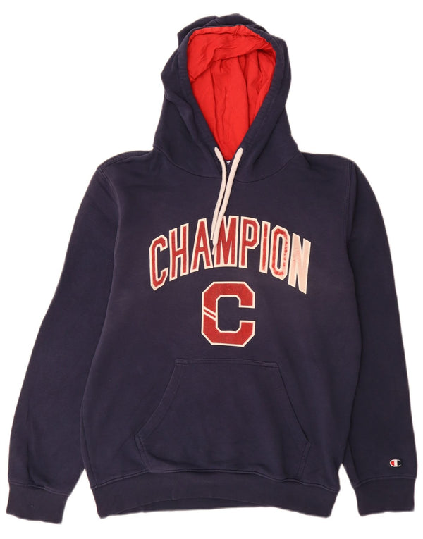 Champion Mens Chicago Graphic Hoodie Jumper Medium Navy Blue Cotton