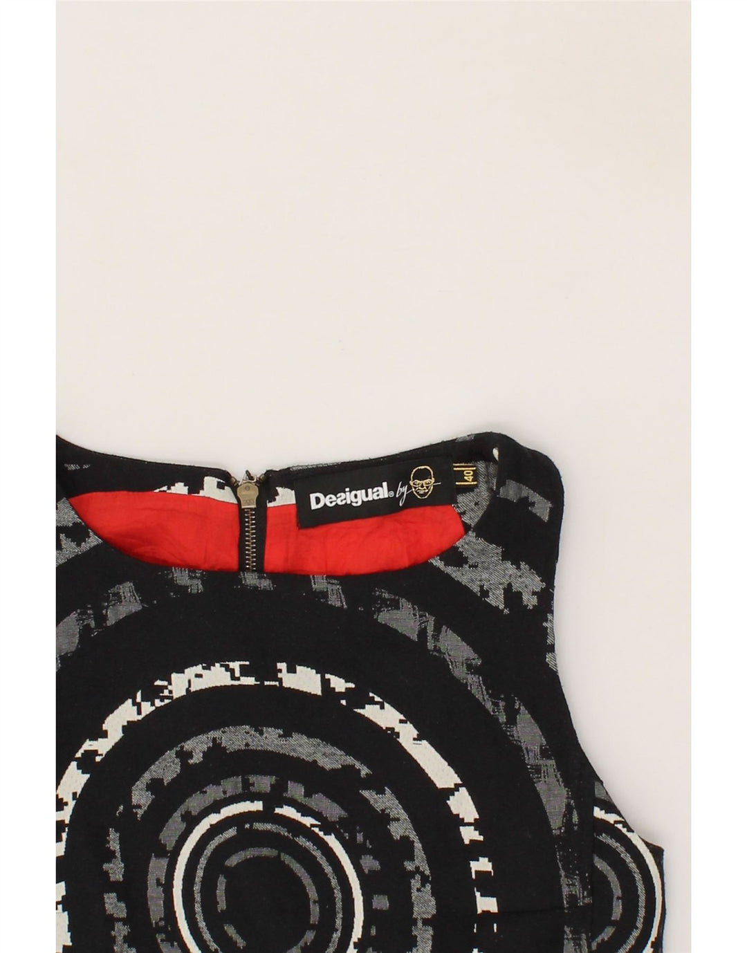DESIGUAL Womens Sleeveless Sheath Dress EU 40 Medium Black Colourblock Vintage Desigual and Second-Hand Desigual from Messina Hembry 