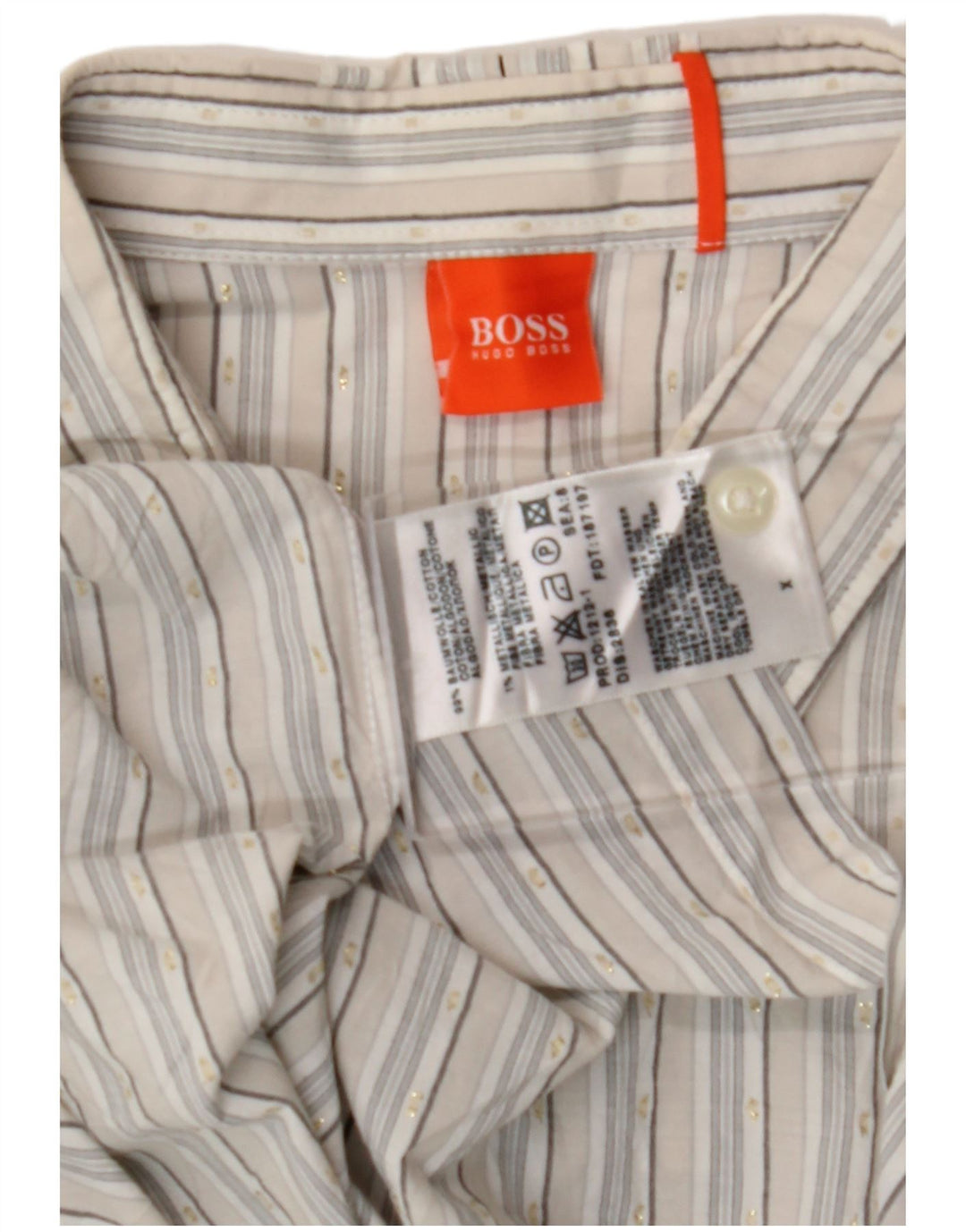 HUGO BOSS Mens Shirt XL Grey Striped Cotton