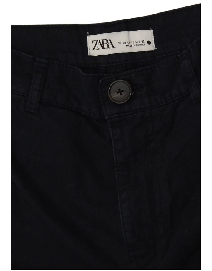 Pantaloni cargo Zara da donna a gamba larga a vita alta W22 L31 cotone nero
