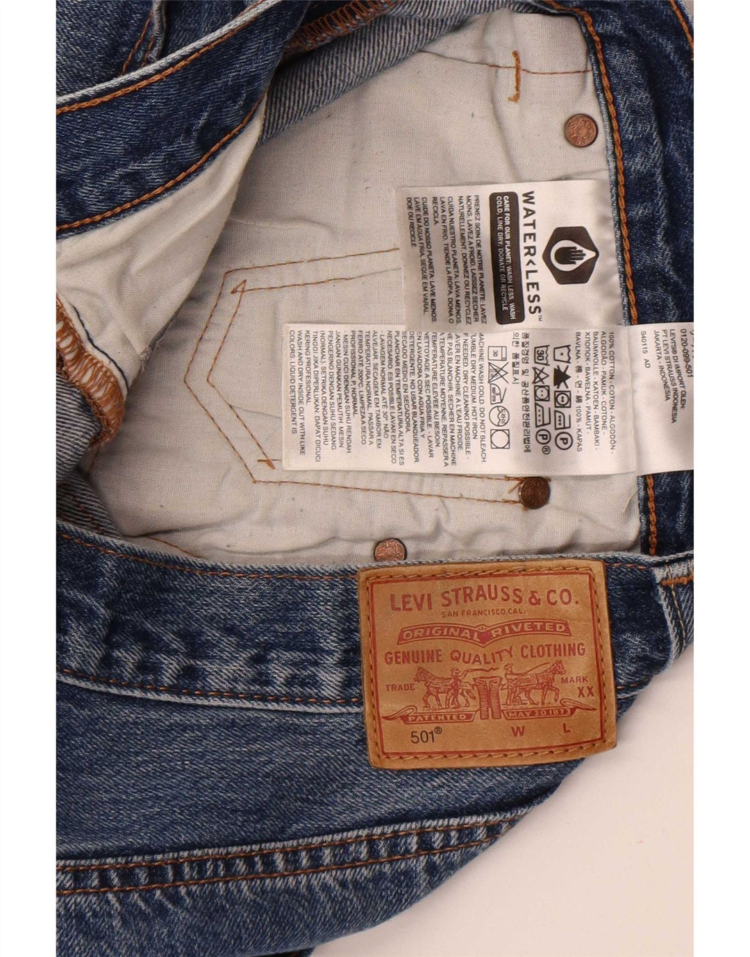 Pantaloncini di jeans Levi's 501 da donna W28 cotone blu medio