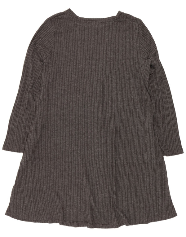 Abito t-shirt a maniche lunghe da donna Marks & Spencer UK 24 4XL Grigio a righe
