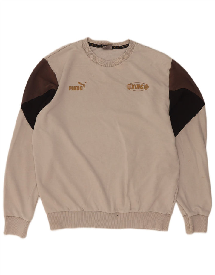 Felpa grafica da uomo Puma, maglione in cotone color block beige medio