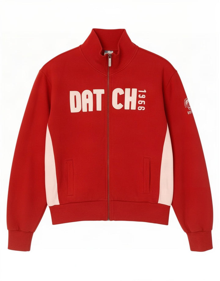 Giacca da ginnastica da uomo con grafica Datch, giacca grande in cotone color block rosso