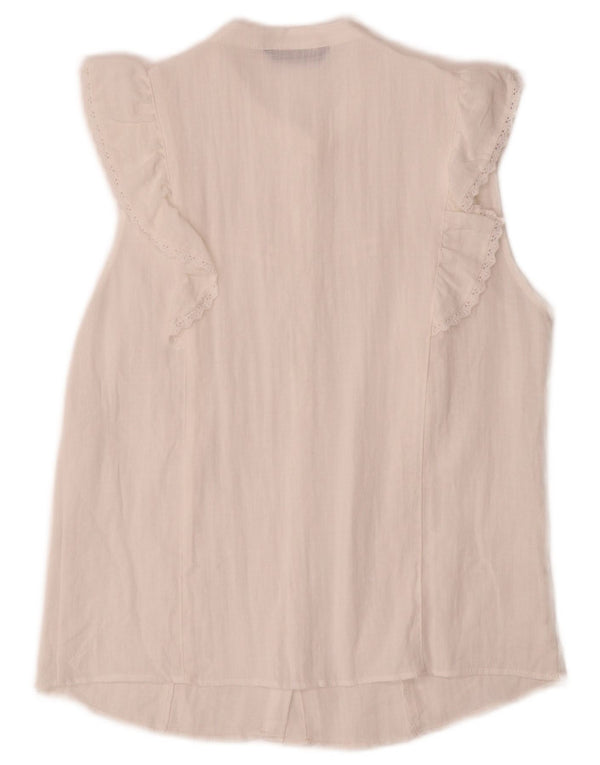 Camicetta senza maniche da donna con volant sul davanti Zara UK 10 piccola bianca