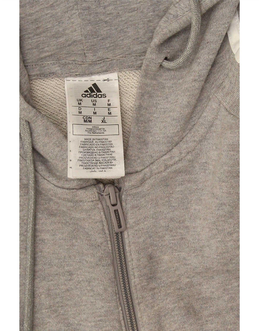Maglione con cappuccio e zip Adidas da uomo vestibilità regolare in cotone grigio medio