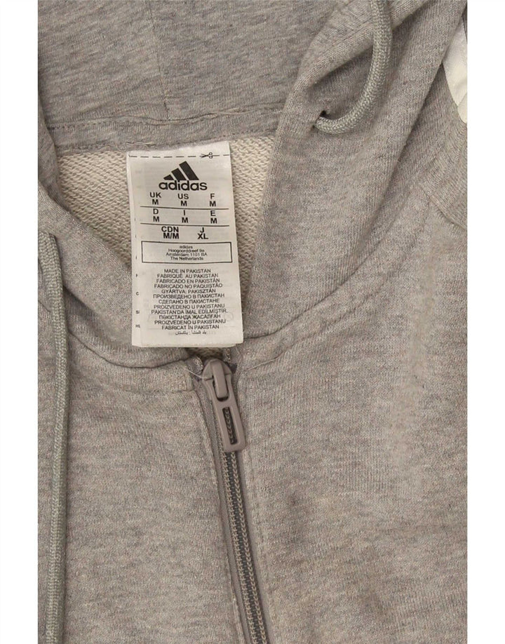 Maglione con cappuccio e zip Adidas da uomo vestibilità regolare in cotone grigio medio