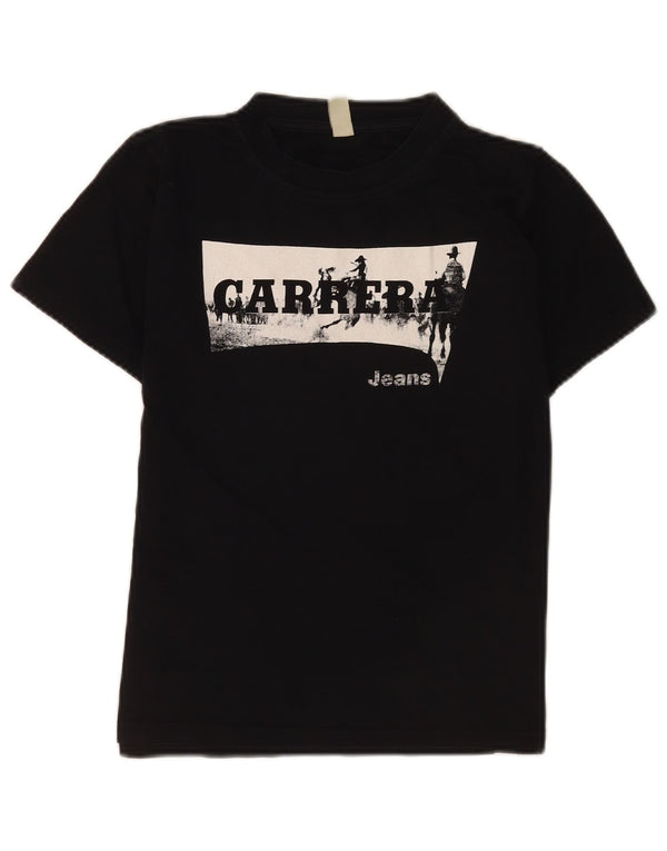 T-shirt grafica per ragazzi Carrera Top 11-12 anni in cotone nero