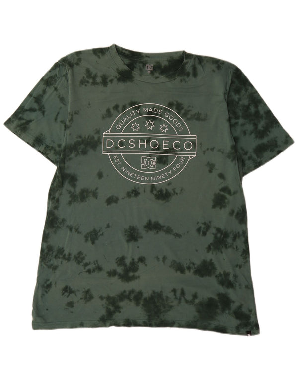 T-shirt grafica da uomo DC Top XL in cotone tie-dye verde