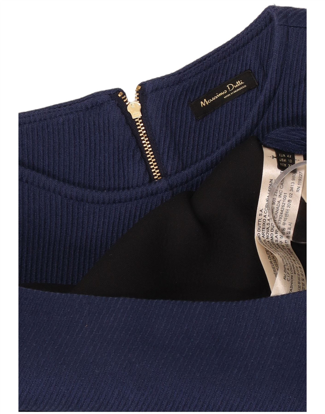 Abito tubino senza maniche da donna Massimo Dutti EU 42 Large in lana blu navy