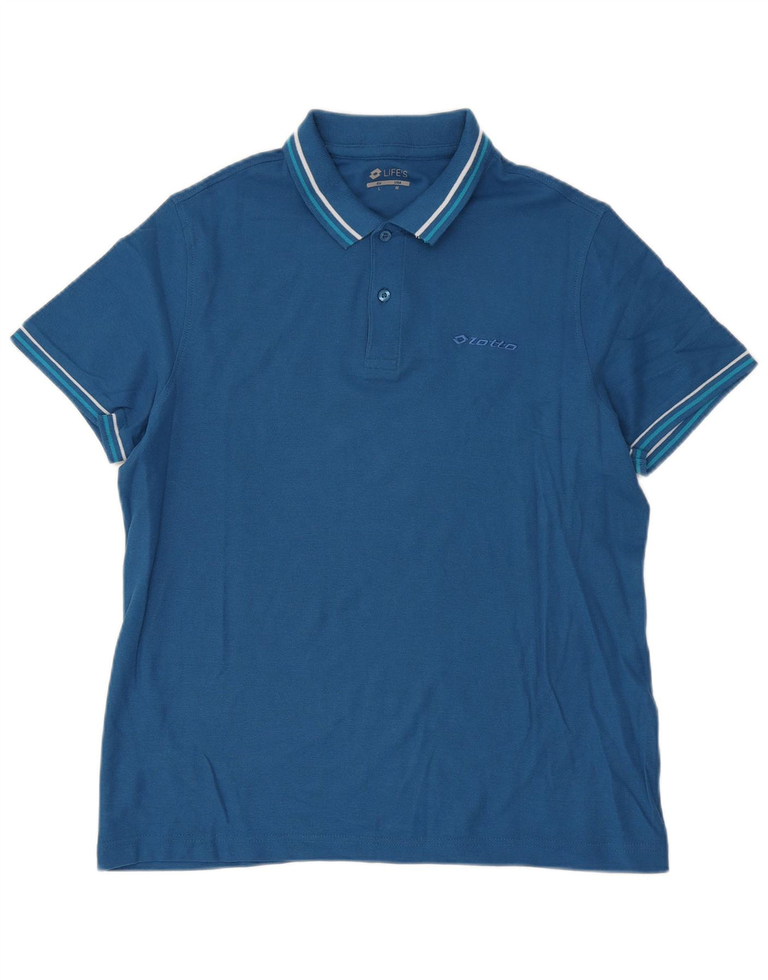 Polo da uomo Lotto Life in cotone a righe blu medio