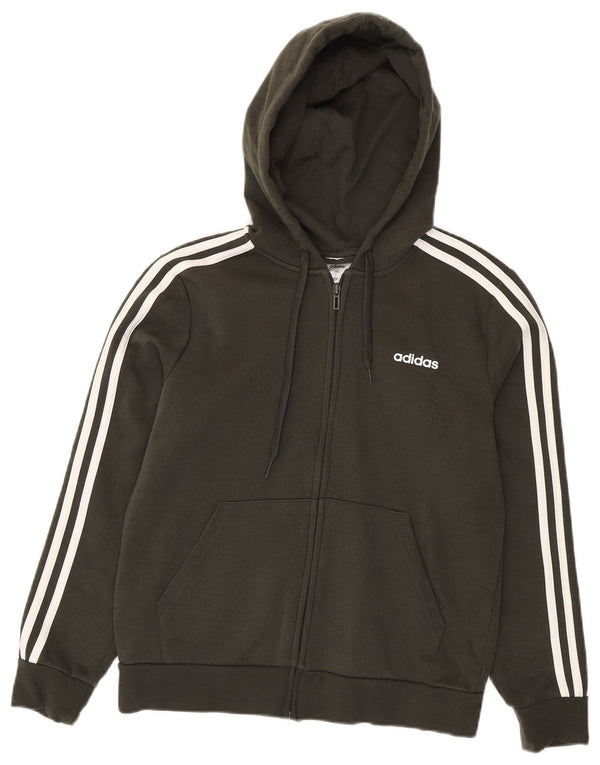 Felpa con cappuccio e zip da donna Adidas UK 16/18 grande cotone kaki