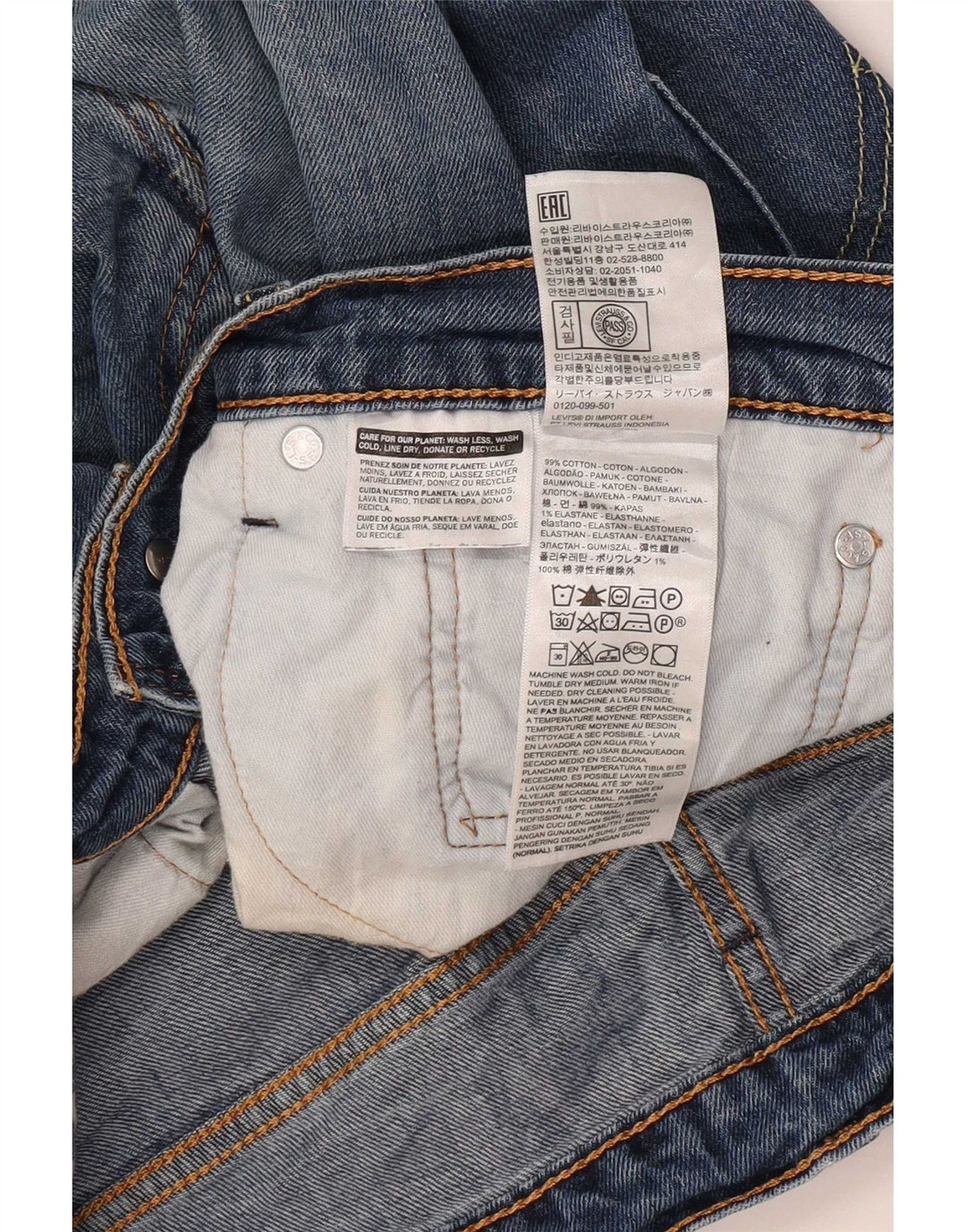 Levi's Jeans dritti da uomo W34 L29 Blu Cotone
