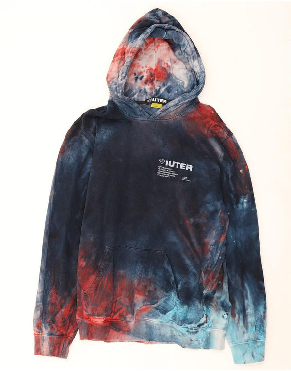 Iuter Mens Graphic Hoodie Jumper Large Blue Tie Dye Cotton