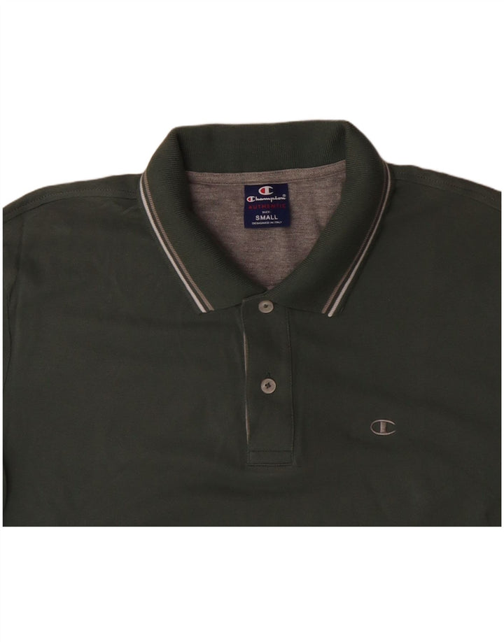 CHAMPION Mens Authentic Polo Shirt Small Green Cotton