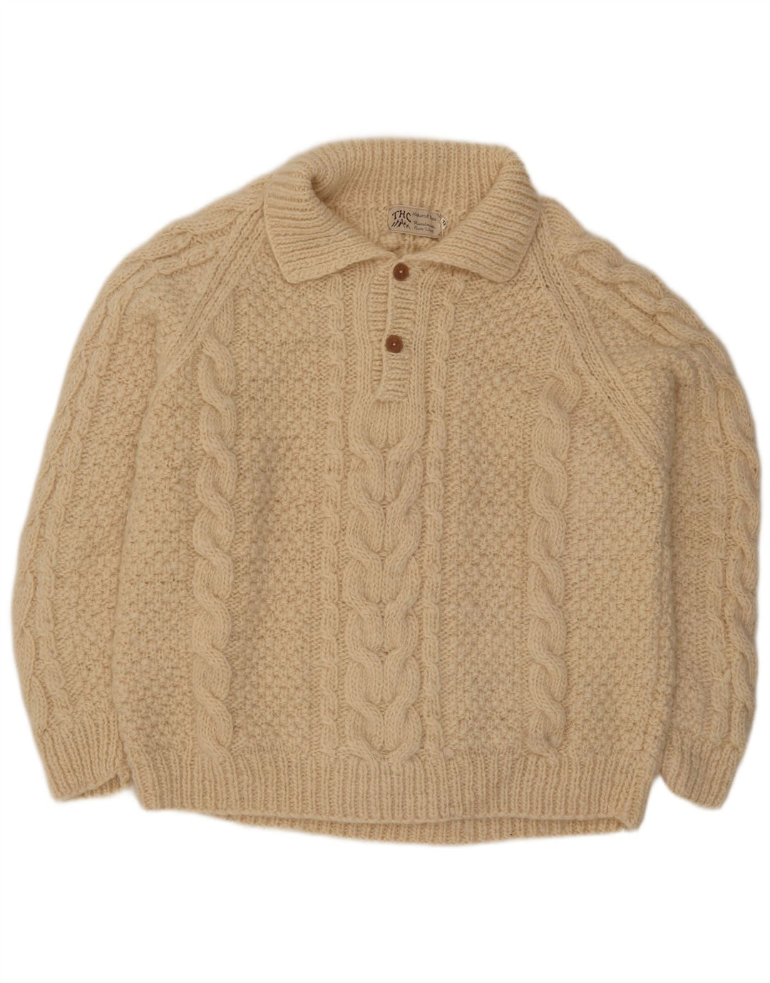 THC Maglione da uomo con collo alto XL in lana bianca