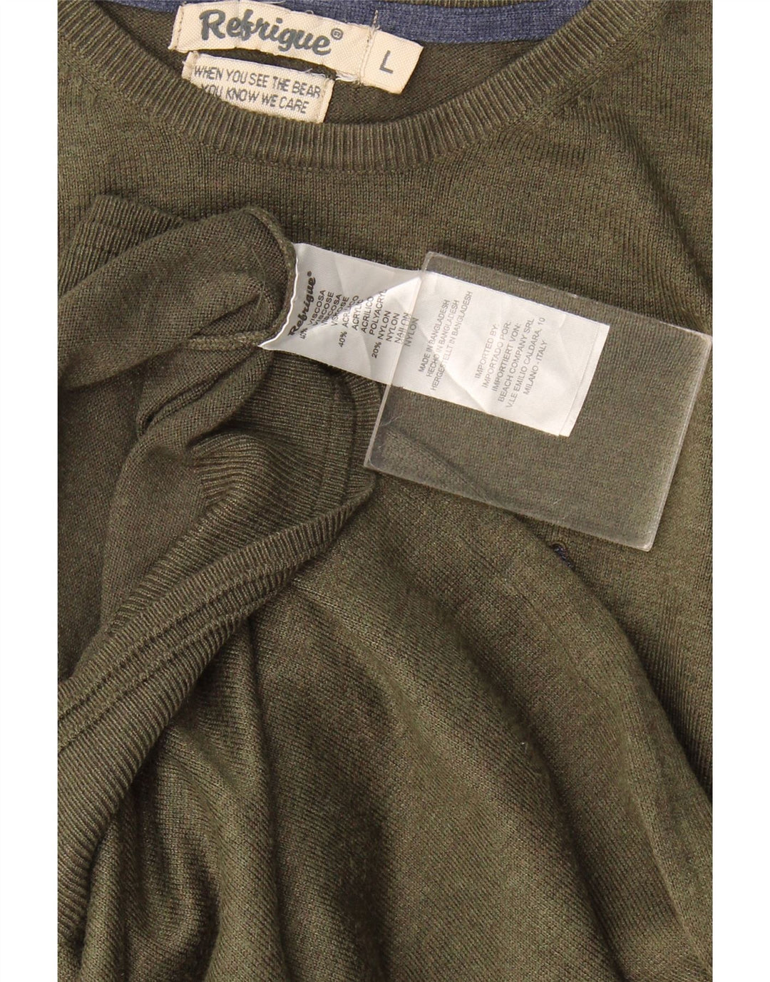 Refrigiwear Maglione da uomo girocollo maglione grande in viscosa kaki