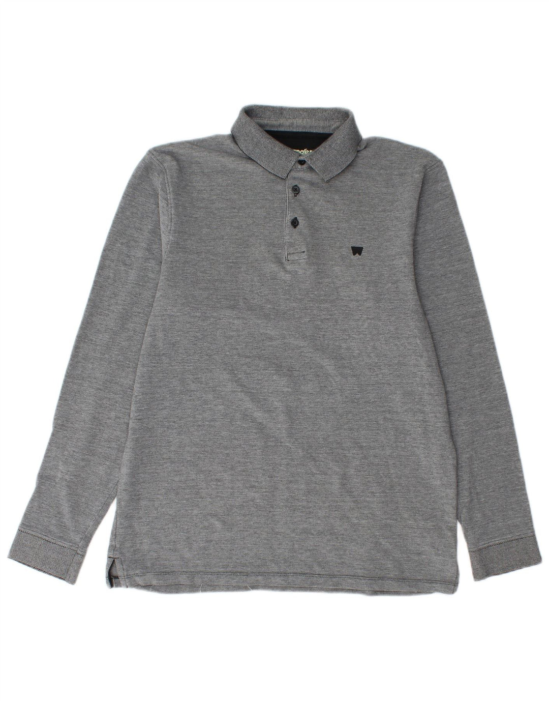 Polo da uomo a maniche lunghe WRANGLER in cotone grigio medio