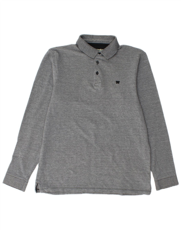 Polo da uomo a maniche lunghe WRANGLER in cotone grigio medio