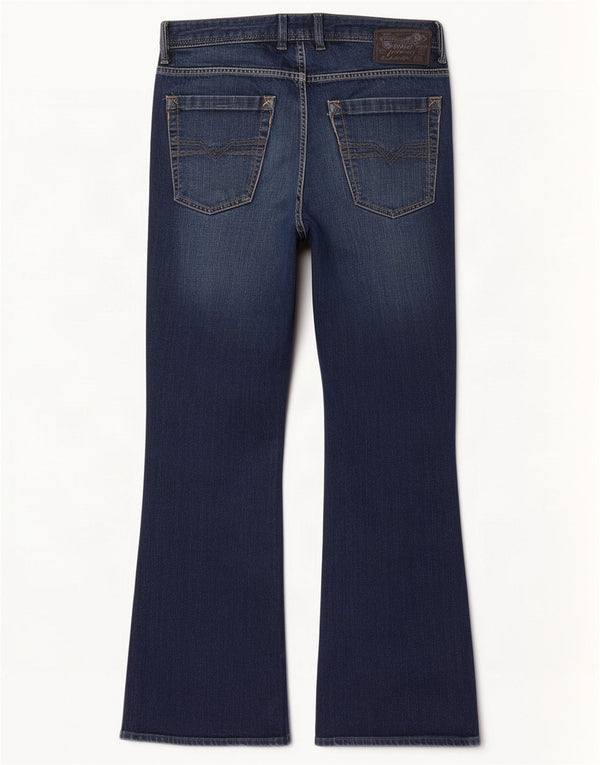 Diesel Uomo Zhav Bootcut Jeans W32 L32 Blu Navy Cotone