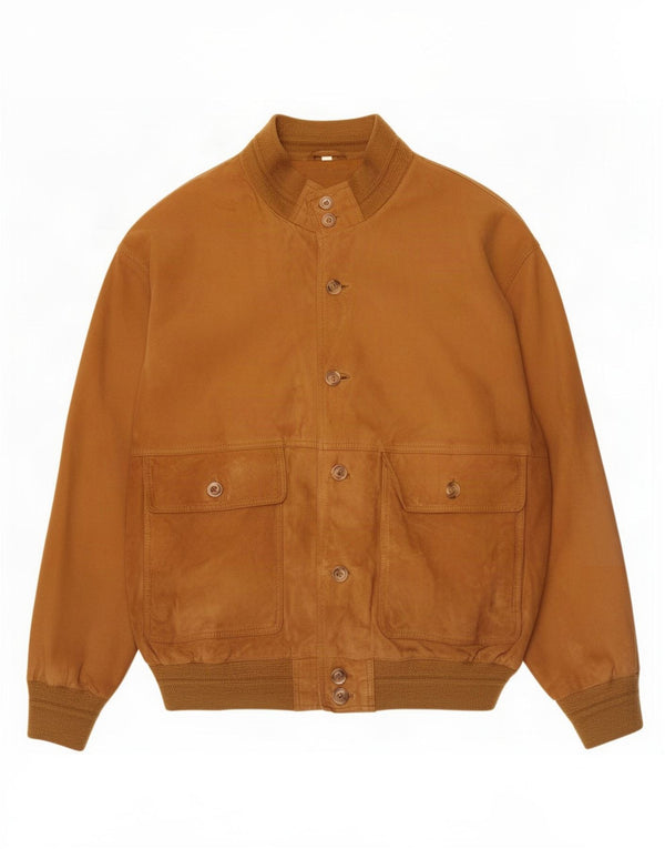 Giacca vintage in pelle scamosciata da uomo IT 50 grande marrone