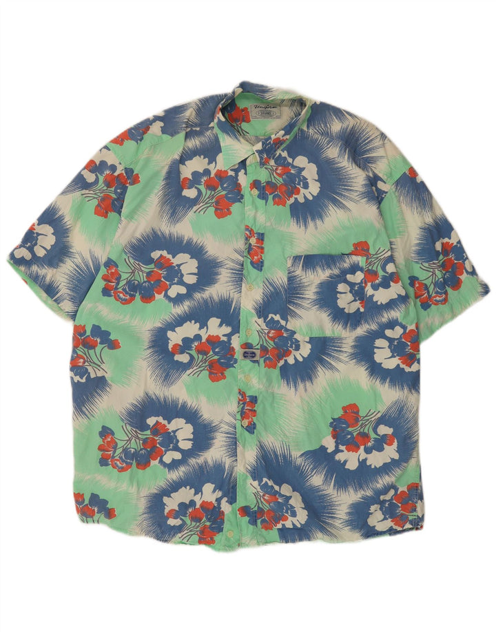 Camicia a maniche corte da uomo UNIFORM XL in cotone floreale verde