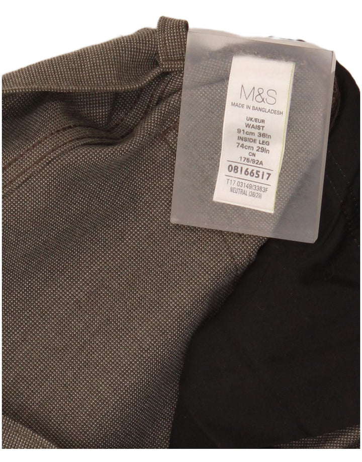 Pantaloni casual slim fit da uomo Marks & Spencer W36 L29 poliestere marrone