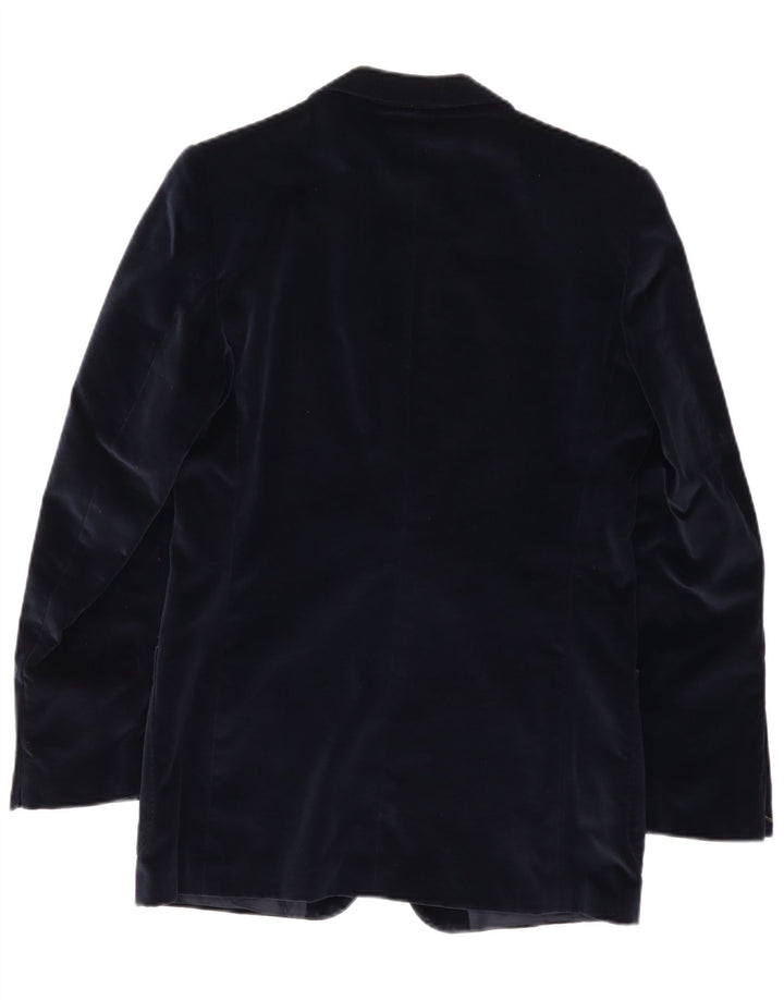 Giacca blazer vintage da uomo in velluto a 2 bottoni IT 50 grande blu navy