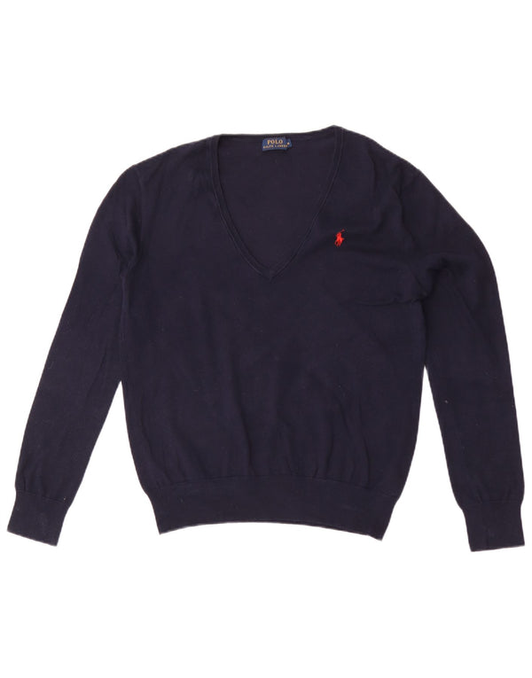 Polo Ralph Lauren Maglione da donna con scollo a V UK 14 Blu navy medio
