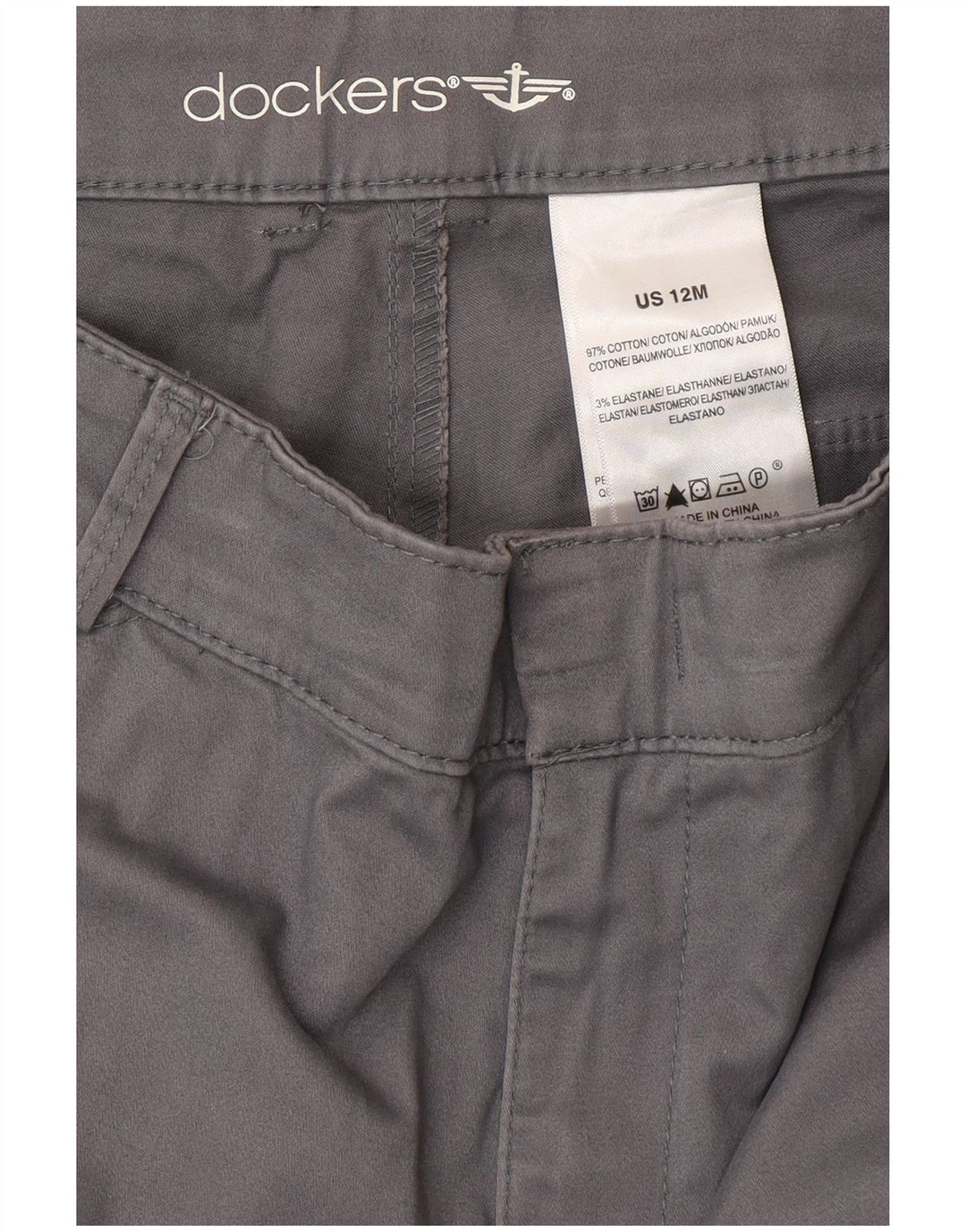 DOCKERS Pantaloni casual dritti da donna US 12 Large W32 L31 Cotone grigio