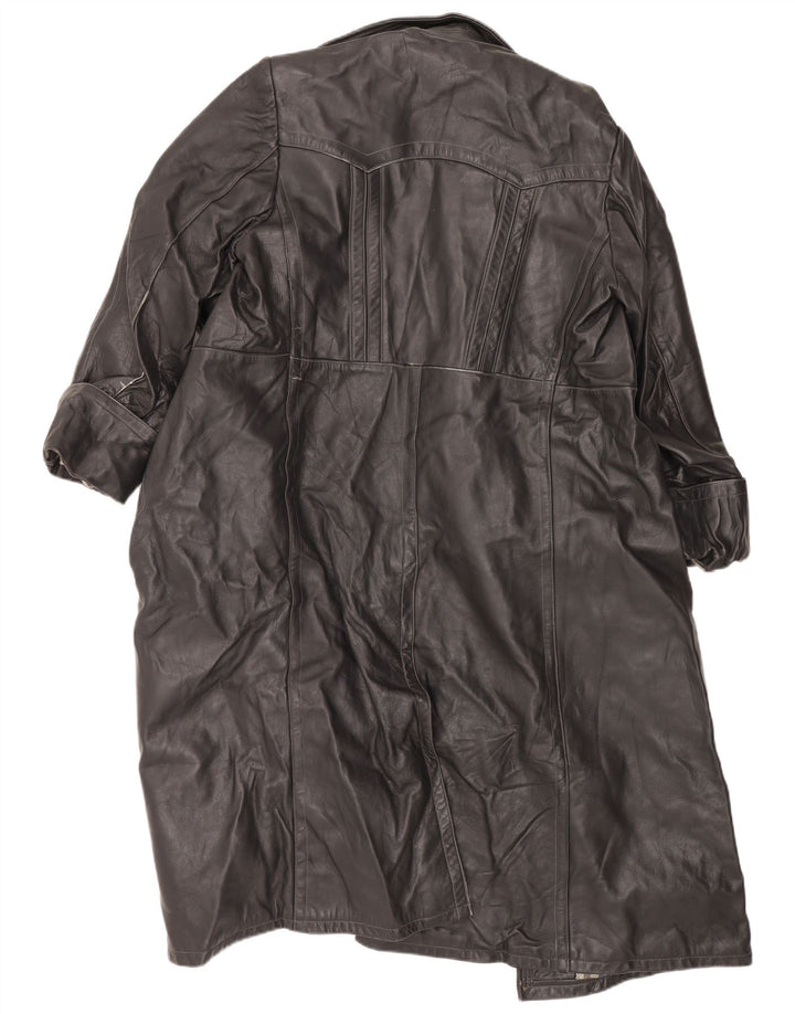 Trench in pelle da uomo VINTAGE UK 38 Pelle nera media