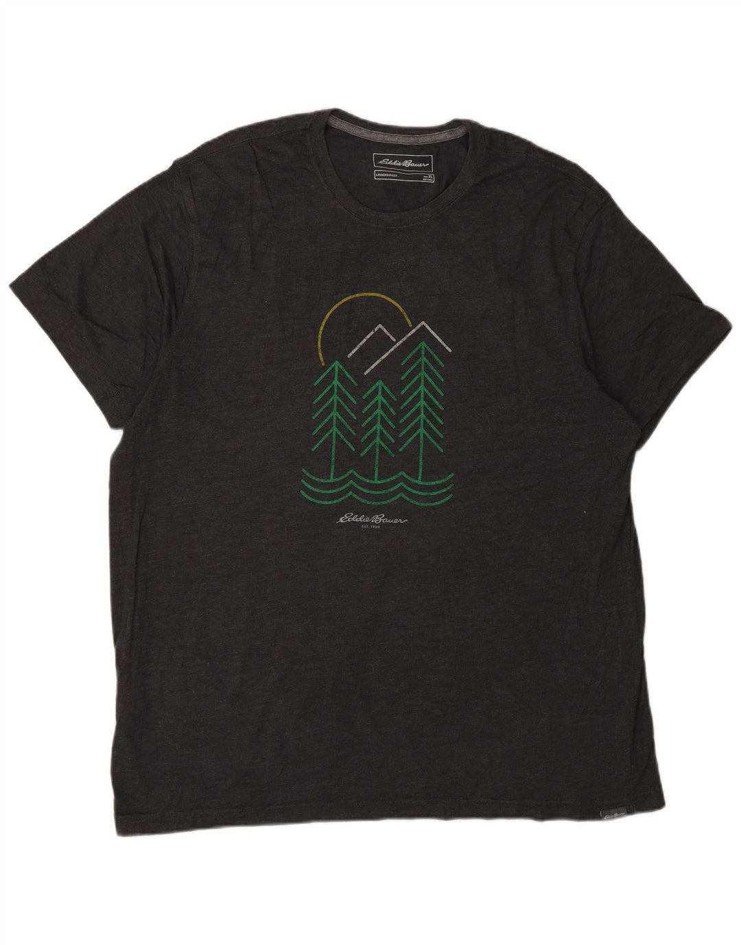 T-shirt grafica da uomo Eddie Bauer Top XL in cotone grigio
