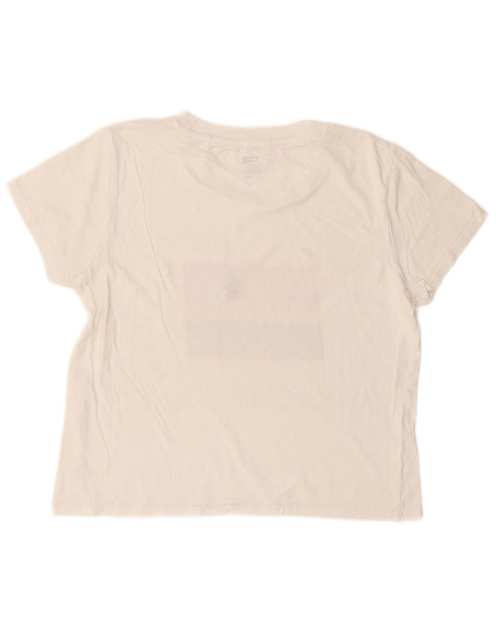 LEVI'S Womens Crop Graphic T-Shirt Top UK 12 Medium Off White