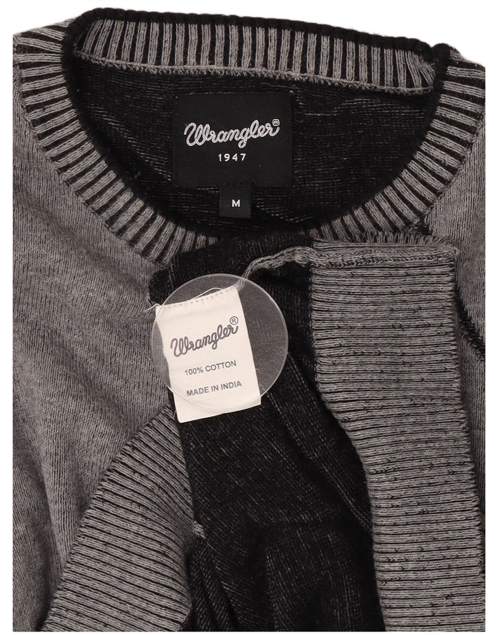 Maglione girocollo da uomo Wrangler in cotone geometrico grigio medio