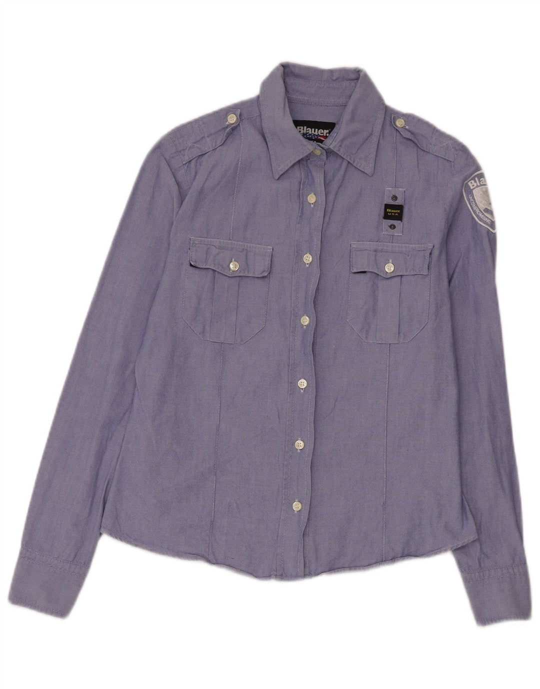 Camicia militare grafica da donna Blauer UK 16 grande blu