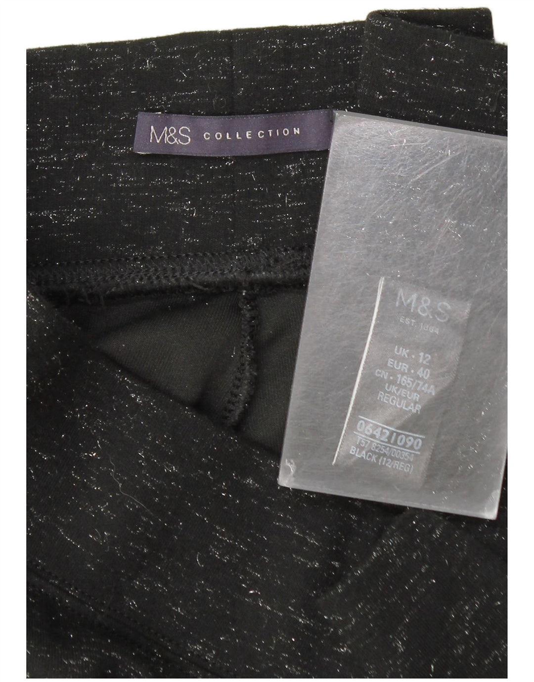 Leggings da donna Marks & Spencer UK 12 Medium W28 L27 Nero screziato