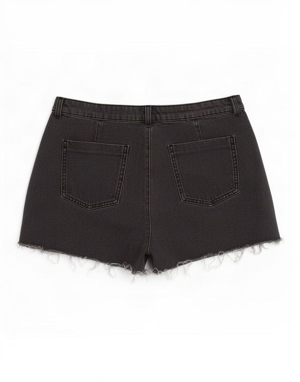 Pantaloncini di jeans a vita alta da donna Zara grandi W30 neri