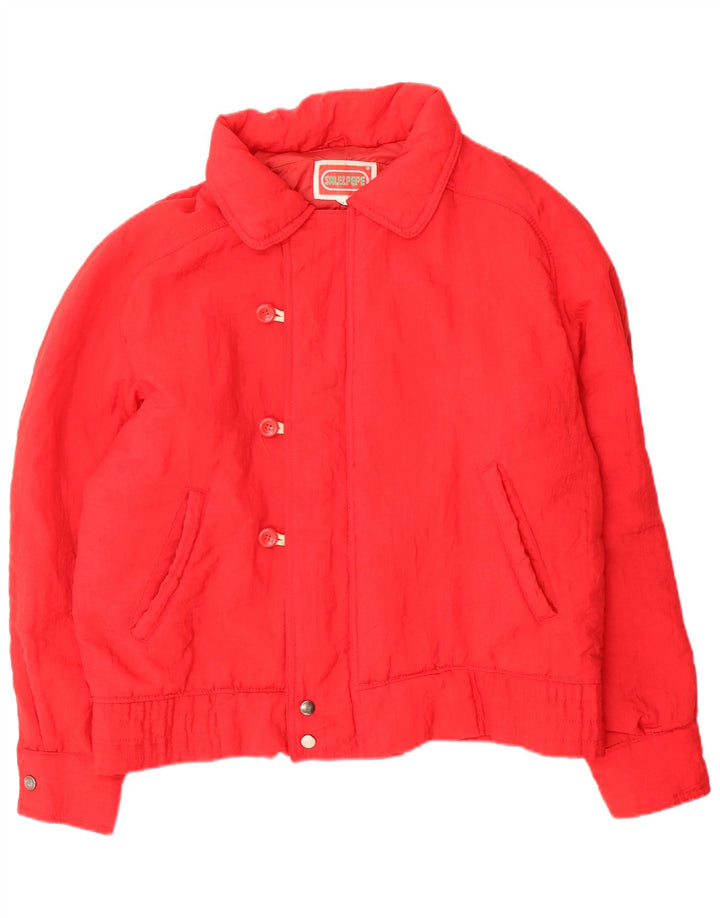 Giacca imbottita oversize da donna vintage UK 10 piccola in nylon rosso