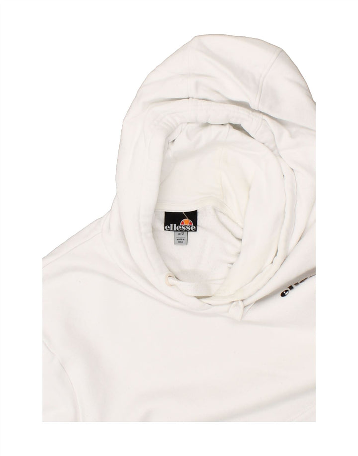 ELLESSE Womens Hoodie Jumper UK 12 Medium White Cotton Vintage Ellesse and Second-Hand Ellesse from Messina Hembry 