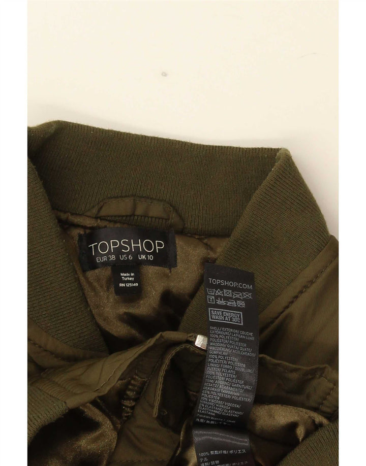 Topshop Bomber oversize da donna UK 10 piccolo poliestere verde