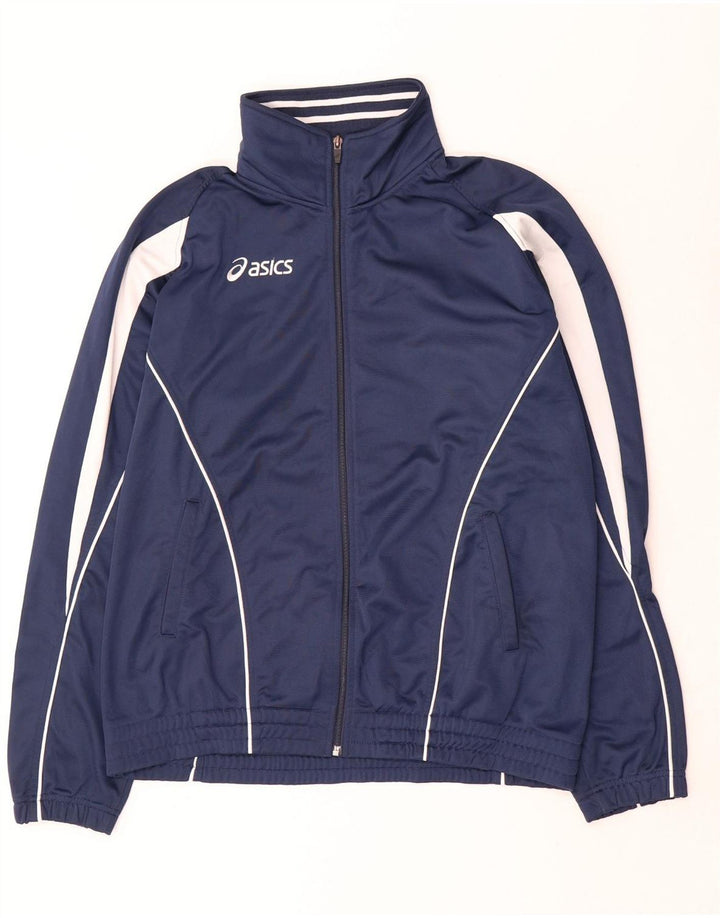 Giacca da ginnastica da uomo Asics, grande, in poliestere color block blu navy
