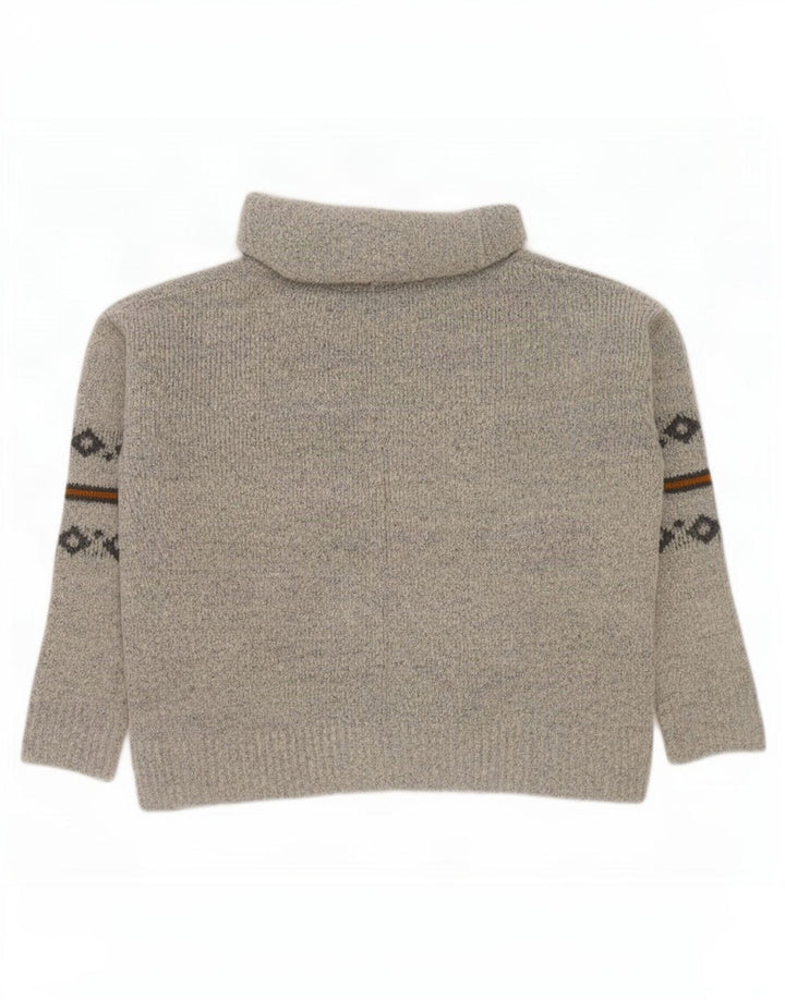Maglione maglione collo alto da donna Weird Fish UK 14 Large Grey Fair Isle