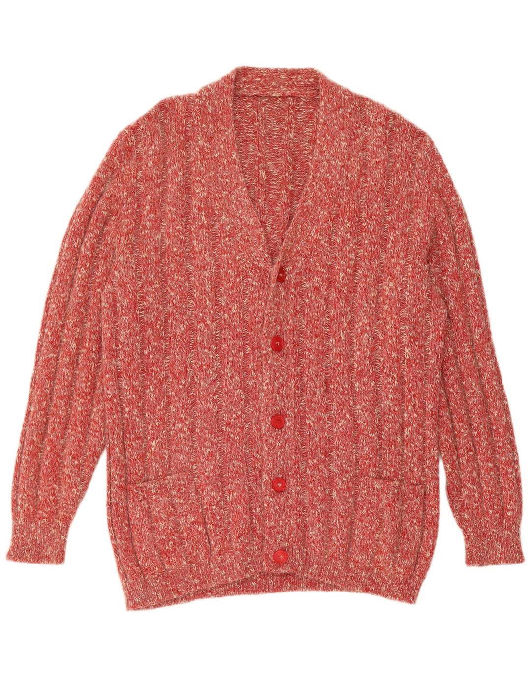 Maglione cardigan da uomo vintage grande rosso screziato
